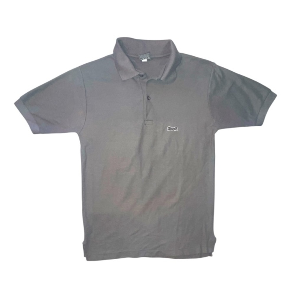 Vintage LeTigre Grey Short Sleeve Polo Shirt Grey Tiger On Front Size Small